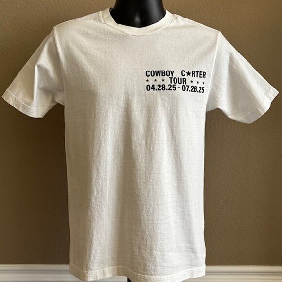 Beyonce Tops - Official Sz. Small Beyonce Cowboy Carter Tour White Shirt w/Dates on Back S/S